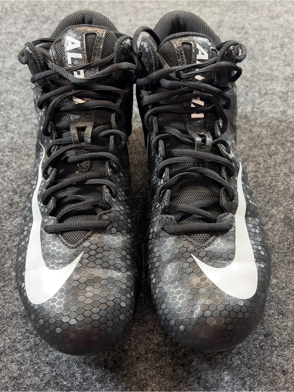 Nike Alpha Menace Men’s Size 12 Football Cleats Black White Mid Top